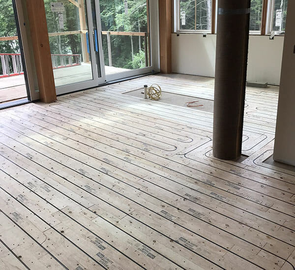 New heated floor being installed in home